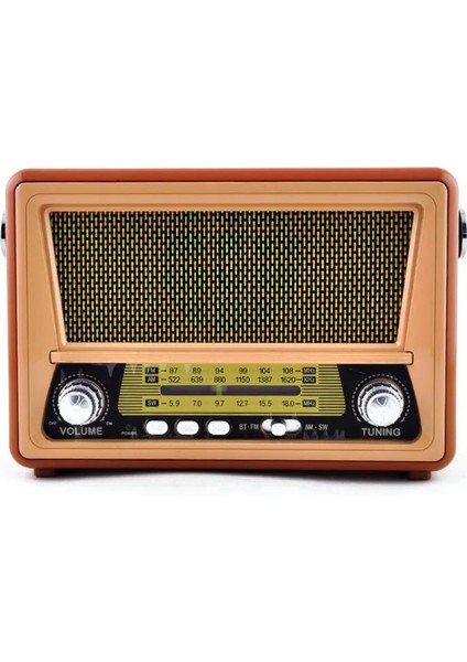 Vintage Taşınabilir Gerçek Ahşap Eskitme Görünümlü Nostajik Radyo   Sw/am/fm Radyo Retro