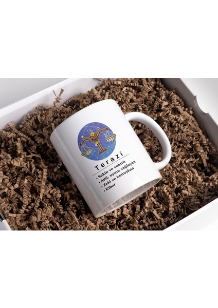 Kupa Bardak, Terazi Burcu, Porselen Kupa, Hediyelik Kupa, Baskılı Kupa, Desenli Kupa Bardak, Burçlar