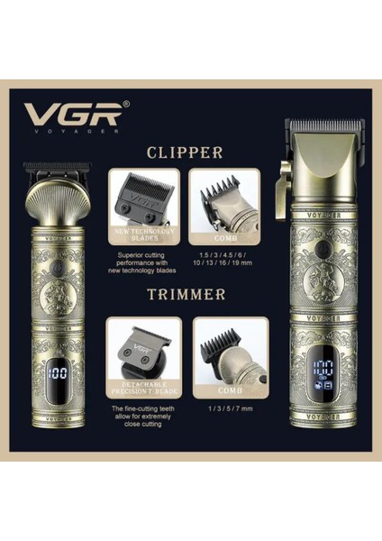 V-670 Metal Saç Kesim Makinesi Profesyonel Saç Sakal Berber Seti modelleri