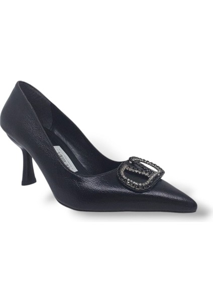 2103 Kadın Siyah Taşlı Tokalı Ince Topuk Ayakkabı fiyatları