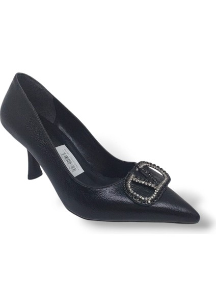 2103 Kadın Siyah Taşlı Tokalı Ince Topuk Ayakkabı fırsatları