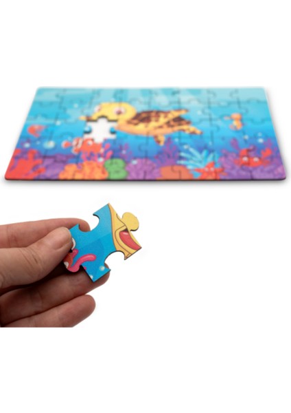 Montessori Happy Turtle Ahşap 40 Parça Puzzle Seti/ 1+ Yaş/ Eğitici, Öğretici ve Güvenli Çocuk Oyuncağı