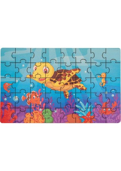 Montessori Happy Turtle Ahşap 40 Parça Puzzle Seti/ 1+ Yaş/ Eğitici, Öğretici ve Güvenli Çocuk Oyuncağı