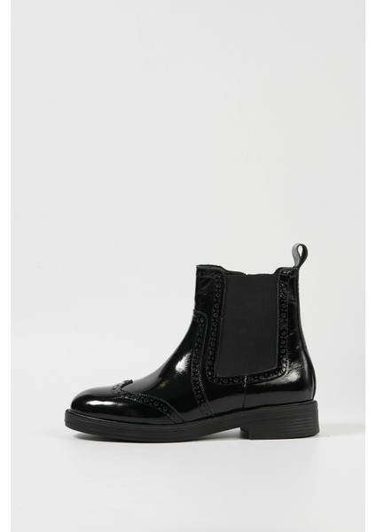 Siyah Kırışık Rugan Deri Kadın Günlük Bot modelleri