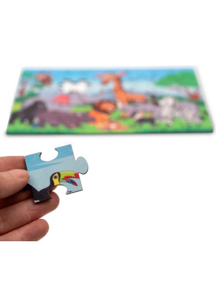 Montessori Safari Animals Ahşap 40 Parça Puzzle Seti/ 1+ Yaş/ Eğitici, Öğretici ve Güvenli Çocuk Oyuncağı