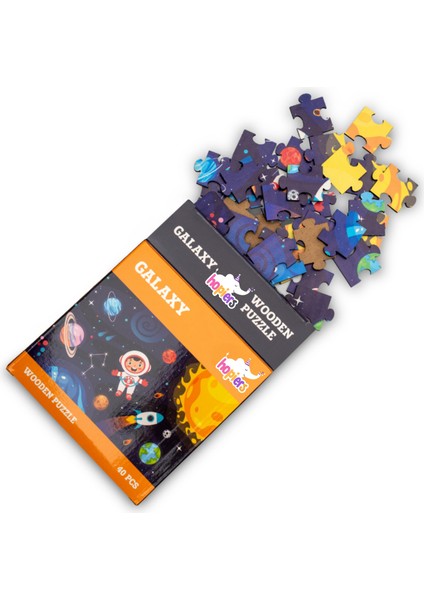 Montessori Galaxy Ahşap 40 Parça Puzzle Seti/ 1+ Yaş/ Eğitici, Öğretici ve Güvenli Çocuk Oyuncağı