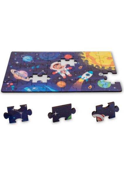 Montessori Galaxy Ahşap 40 Parça Puzzle Seti/ 1+ Yaş/ Eğitici, Öğretici ve Güvenli Çocuk Oyuncağı