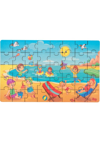 Montessori Summer Holiday Ahşap 40 Parça Puzzle Seti/ 1+ Yaş/ Eğitici, Öğretici ve Güvenli Çocuk Oyuncağı