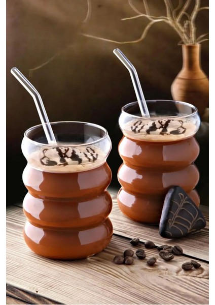 6 Adet Boğumlu Borosilikat Kokteyl Soğuk Sıcak Kahve Meşrubat Bardağı 6 Cam Pipet Hediye 350 ml fırsatları