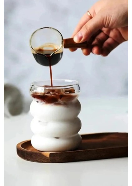 6 Adet Boğumlu Borosilikat Kokteyl Soğuk Sıcak Kahve Meşrubat Bardağı 6 Cam Pipet Hediye 350 ml