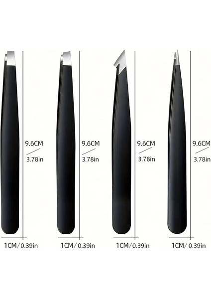 4 Adet Profesyonel Paslanmaz Çelik Kaş Cımbızı Kaş ve Yüz Tüyü Temizleme Için Hassas Cımbızlar