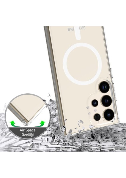 Samsung Galaxy S24 Ultra Kılıf Magsafe Özellikli Şeffaf Silikon Kapak modelleri