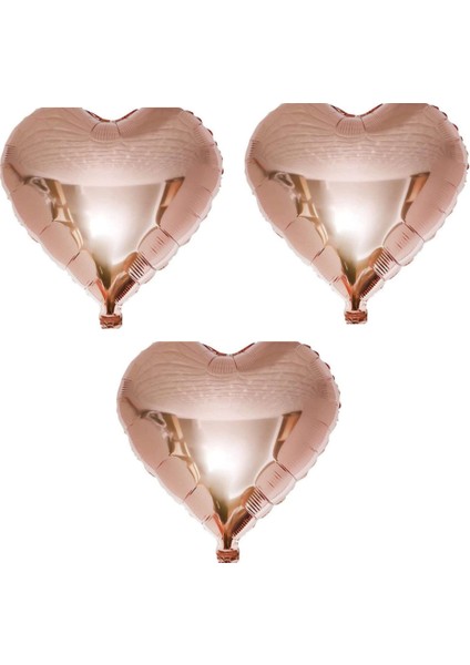 Kalp Folyo Balon 3 Adet Rose Gold