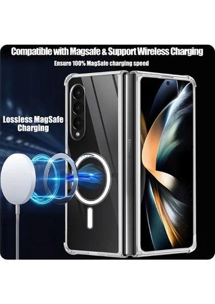 Samsung Galaxy Z Fold4 Kılıf Magsafe Özellikli Şeffaf Silikon Kapak