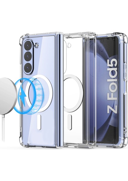 Samsung Galaxy Z Fold5 Kılıf Magsafe Özellikli Şeffaf Silikon Kapak