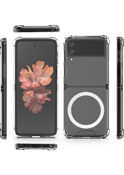 Samsung Galaxy Z Flip4 Kılıf Magsafe Özellikli Şeffaf Silikon Kapak