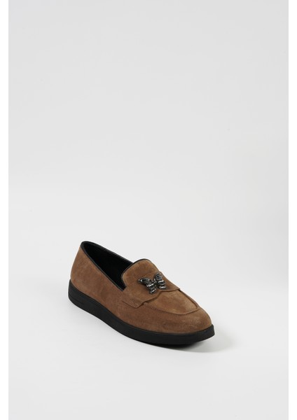 Sigaro Süet Deri Kadın Loafer Ayakkabı