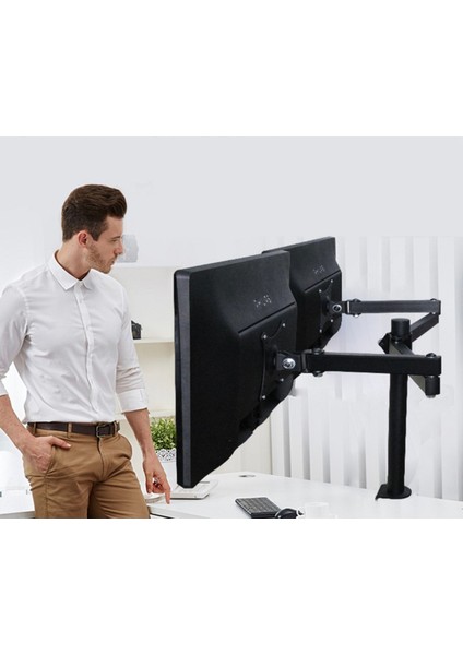 LCD Monıtör 2li LED Tv Full Hareketli Çelik Masa Tutucu