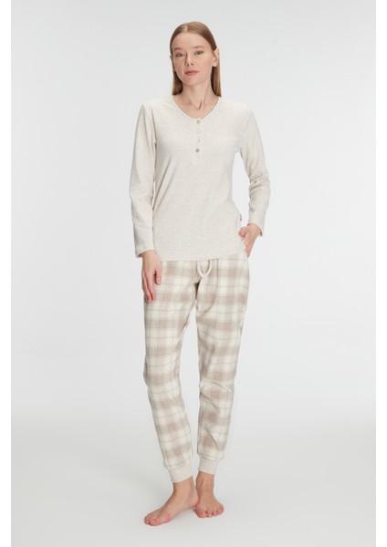 Kadın Pamuklu Uzun Kollu Pijama Takımı11263