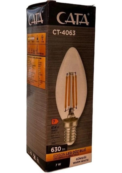 7 Watt Led Rustik Ampul E14 Duylu Ct-4063