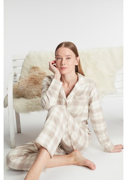 Kadın Pamuklu Uzun Kol Gömlek Pantolon Pijama Takımı 11212 fiyatları