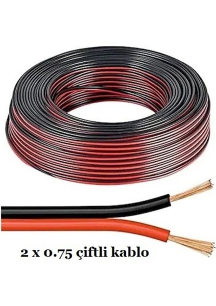 Çiftli Kablo Tesisat Hoparlör Kablosu 2 X 0.75 Elektrik Kablosu 5 Metre Fiyatıdır