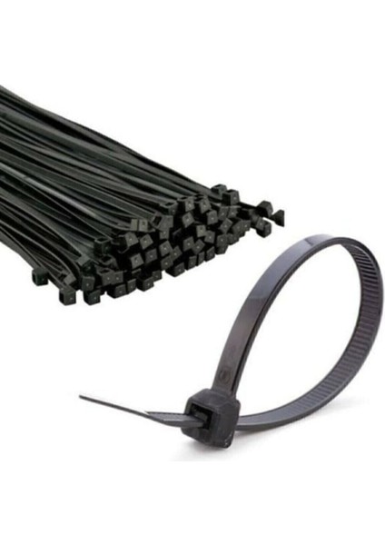 Siyah Kablo Bağı , Plastik Kelepçe , Cırt Kelepçe 3,6 x 200 Mm. (100 Adet)