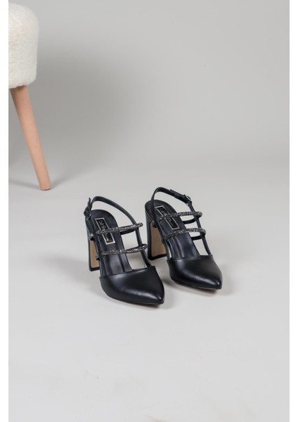 Rıke Taş Biyeli Topuklu Ayakkabı Siyah fiyatları