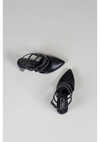 Rıke Taş Biyeli Topuklu Ayakkabı Siyah modelleri