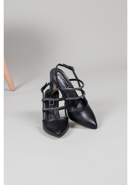 Rıke Taş Biyeli Topuklu Ayakkabı Siyah indirimleri