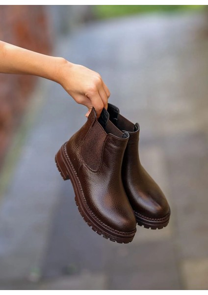 Chelsea Kahverengi Gerçek Deri Ortopedik Bot fırsatları