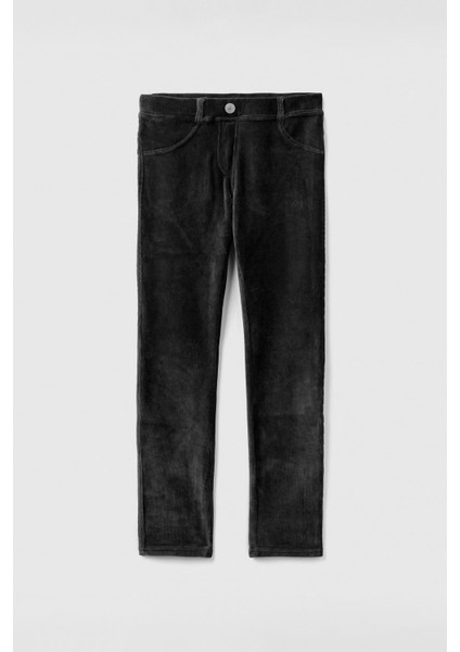 Kız Çocuk Kadife Jegging - Siyah