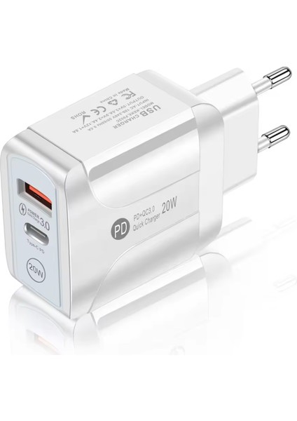 Çift Girişli 18W Usb-C Güç Adaptörü Apple Ios Android Uyumlu Pd Adaptör - FC693