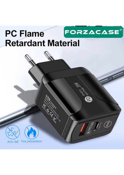Çift Girişli 18W Usb-C Güç Adaptörü Apple Ios Android Uyumlu Pd Adaptör - FC693