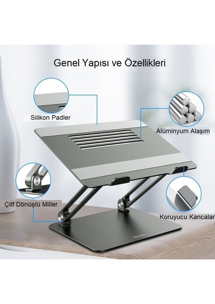 Alüminyum Ayarlanabilir Macbook Laptop Standı 10-17 Inç modelleri