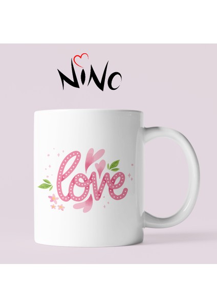 Love Aşk Kalp Temalı Hediyelik Baskılı Kupa Bardak