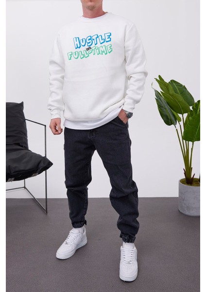 Hustle Beyaz Sweatshirt