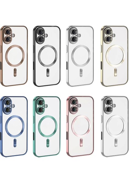 Apple Iphone 16 Plus Kılıf Şeffaf Renkli Yumuşak Kamera Koruma Magsafe Şarj Kapak Demre