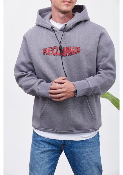 Reclaimed Kapüşonlu Gri Sweatshirt