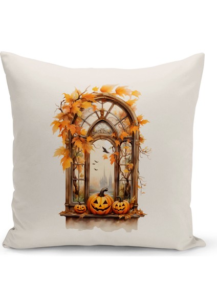 Sonbahar Serisi Çift Tarafı Dijital Baskılı Kırlent Kılıfı (Halloween Autumn Cushion Cover)