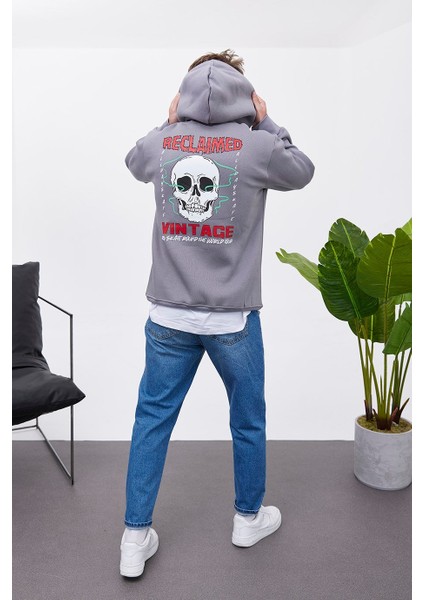 Reclaimed Kapüşonlu Gri Sweatshirt