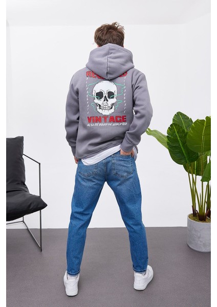 Reclaimed Kapüşonlu Gri Sweatshirt