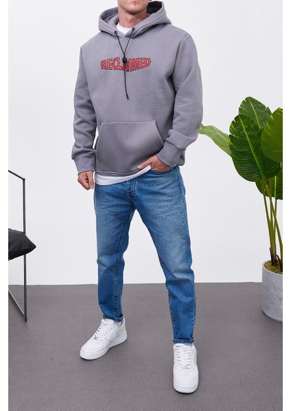 Reclaimed Kapüşonlu Gri Sweatshirt