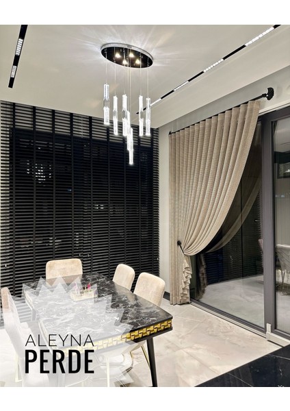 Aleyna Home Taç Vizon Renk File Tül Perde  Ekstraforlu Pilesiz