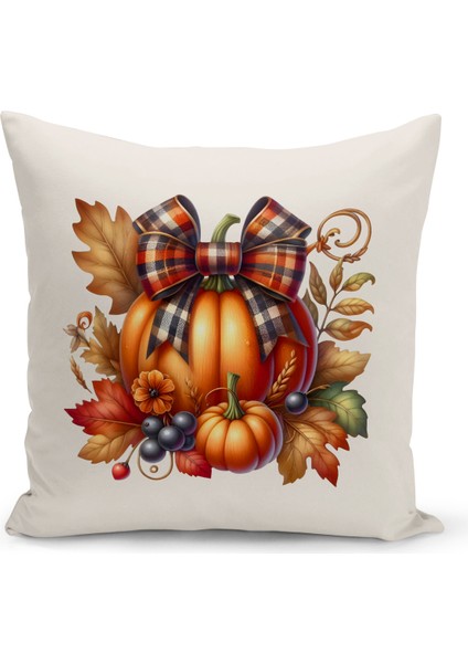 Sonbahar Serisi Çift Tarafı Dijital Baskılı Kırlent Kılıfı (Halloween Autumn Cushion Cover)