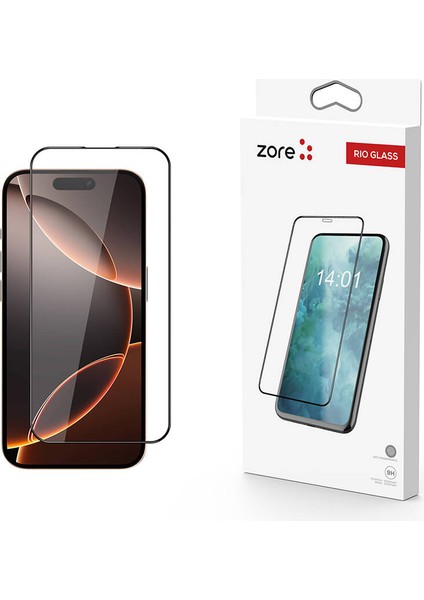 Apple iPhone 16 Pro 9h Gerçek 9h Sağlamlık Tam Kaplayan Rio Glass Cam Ekran Koruyucu