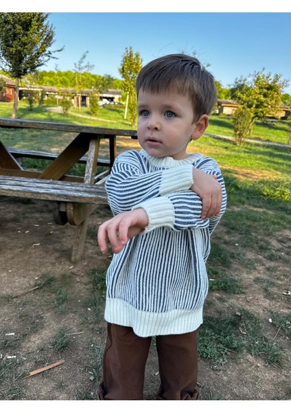 Çizgili Selanik Örgü Oversize Çocuk Triko Kazak (Geniş Kalıptır Lütfen Tam Beden Tercih Ediniz ) fiyatları