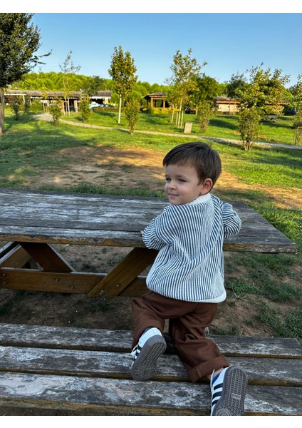 Eyc Baby Çizgili Selanik Örgü Oversize  Çocuk Triko Kazak (Geniş Kalıptır Lütfen Tam Beden Tercih Ediniz )