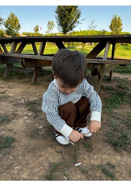 Eyc Baby Çizgili Selanik Örgü Oversize  Çocuk Triko Kazak (Geniş Kalıptır Lütfen Tam Beden Tercih Ediniz )