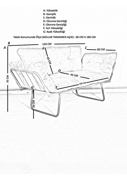 Yatak Olabilen Mekanizmalı Ikili Kanepe Kolları Açılan Yataklı Koltuk | Modern ve Fonksiyonel Tasarım